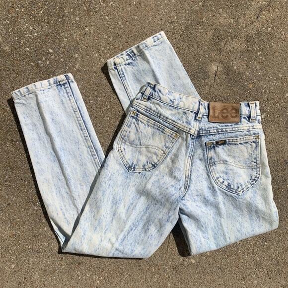 Vintage 80s Lee Acid Wash Iconic Mom Jeans TAG 26x27 1/2 - Picture 1 of 5